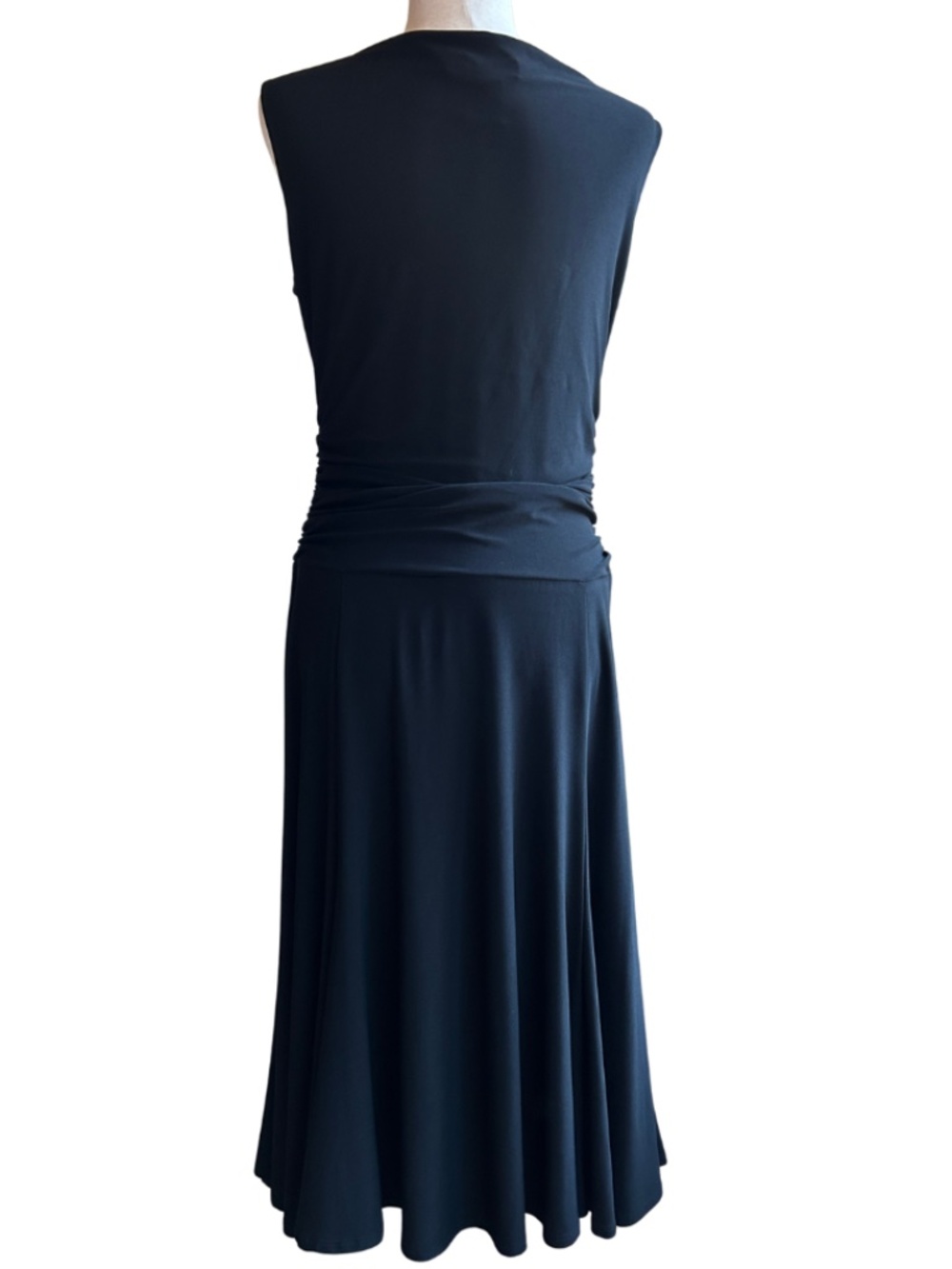 Jones New York Black Ruched Wrap Style Midi Dress Size 12 Black - Picture 2 of 5